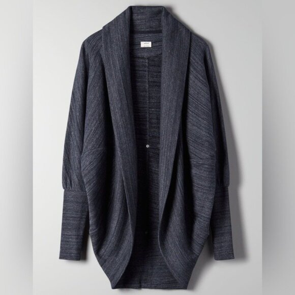 Aritzia Wilfred Diderot Sweater Cocoon Open Cardigan Space Dye Heather Black S - Picture 10 of 14